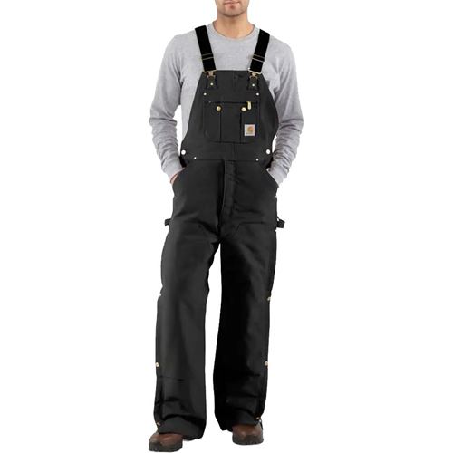 Picture of Carhartt R41 Black Quilt-Lined Duck Zip-To-Thigh Bib Overalls