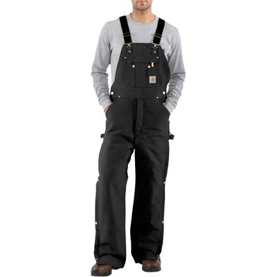 Picture of Carhartt R41 Black Quilt-Lined Duck Zip-To-Thigh Bib Overalls - Size 42x34