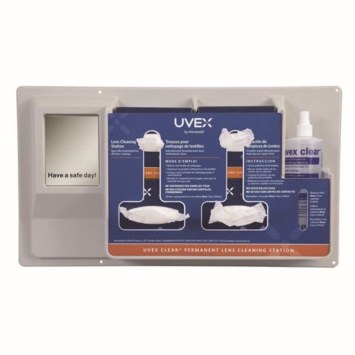 Picture of Uvex Clear® Lens Cleaning Station with 16 oz. Solution, 500 Tissues and Mirror