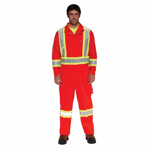 Picture of Stalworth Style 362 Orange Premium Poly/Cotton Coverall with Reflective Tape